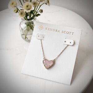 Ari Heart Gold Pendant Necklace in Pale Rose Quartz